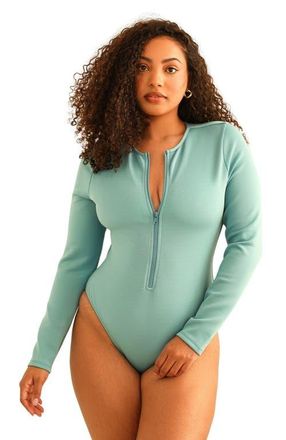 Dippin' Daisy's Swimwear Shoal Front Zipper Long Sleeve One Piece in Surf Rider at Nordstrom, Size Medium