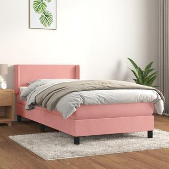 vidaXL Cama Box Spring Con Colch&oacute;n Terciopelo Rosa 90x190 Cm Vidaxl