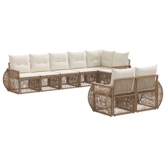 vidaXL Conjunto De Sof&aacute;s De Jard&iacute;n 8 Pcs Beige Y Blanco Crema Vidaxl