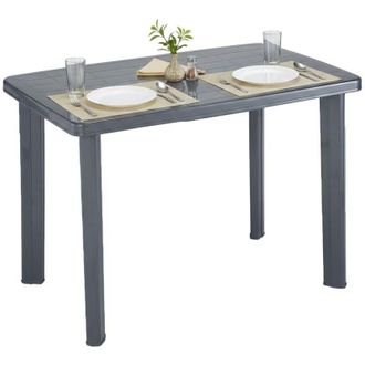 Dmora Tavolo da Esterno Pinedale, 6 Posti, Lunghezza Massima 101 cm Made in Italy, Finitura Effetto Liscio, 101x68x72h cm Nero Antracite