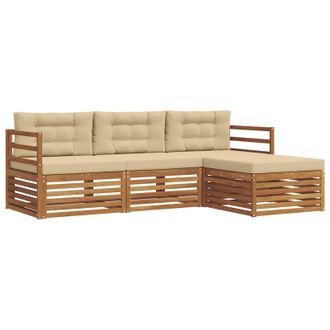 vidaXL Conjunto De Sof&aacute;s De Exterior Con Coj&iacute;n Natural Y Beige Vidaxl
