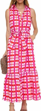 Sugarlips Darvy Checker Cileah Collared Maxi Dress In Pink