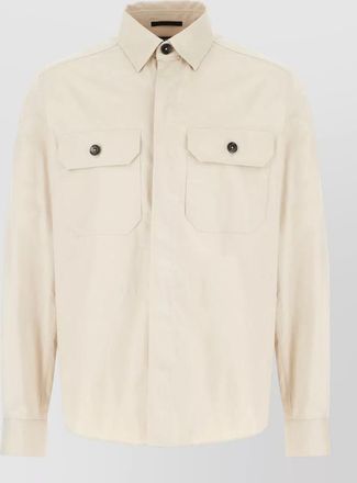 Ermenegildo Zegna cotton jacket straight cut cuff buttons collar