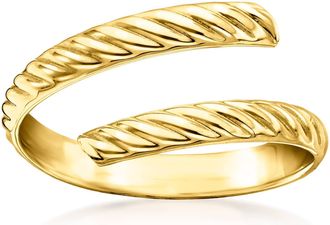 Ross-Simons Italian 14kt Yellow Gold Ribbed Bypass Ring
