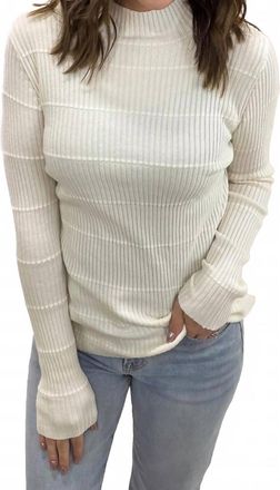 Staccato Ribbed Mock Neck Sweater In Ivory