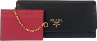Prada Pre-owned Wallets, female, Black, Size: ONE SIZE Pre-owned Saffiano Leather Long Wallet