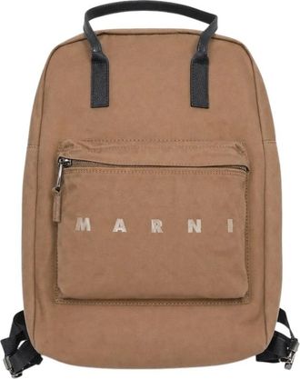 Marni Logo Patch Rugzak - Dames - Rugzakken - Bruin - ONE Size - Tassen