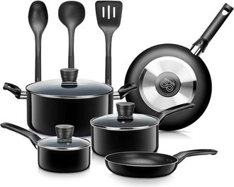SereneLife Serenelife 11Pc Black Cookware Set