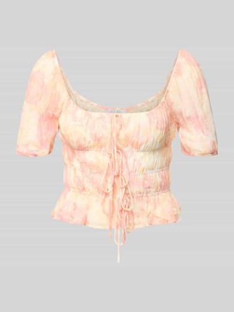 Oh April Blusenshirt aus Viskose mit Schn&uuml;rung Modell Maelle in Rosa Melange, Gr&ouml;&szlig;e XL