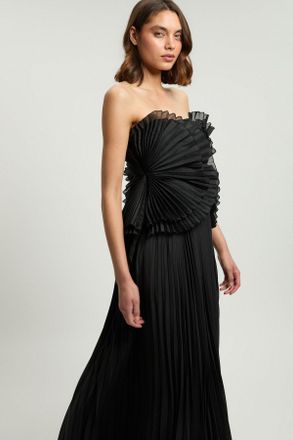 Karen Millen Womens Petite Pleated Maxi Dress - Black Lyocell - Size 12 UK