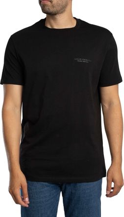 A|X Armani Exchange Mens Short Sleeve Side Milano-New York Logo Lettering T-Shirt, Black, XL