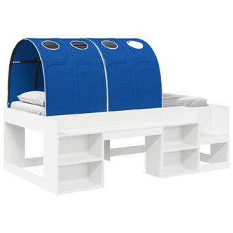 vidaXL Cama Con T&uacute;nel 3 Pcs Blanco Y Azul Madera De Ingenier&iacute;a Vidaxl