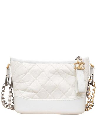 Chanel White Quilted Leather Gabrielle Hobo Bag - 10S (Authentic Pre-Loved)