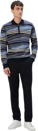 Missoni Long Sleeve Polo With Zip And Striped Zigzag Pattern in Blue at Nordstrom, Size 50 It