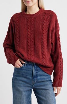 Topshop Oversize Cable Sweater in Stone at Nordstrom Rack, Size X-Small