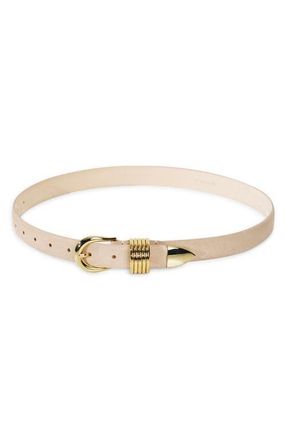 D&eacute;hanche Hollyhock Suede Belt in Beige/Gold at Nordstrom, Size X-Small