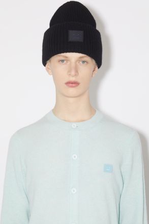 Acne Studios FA-UX-HATS000063 Schwarz Rippstrick-Beanie
