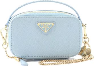 Prada Pouch mini a triangolo in pelle Saffiano anni 2020 - Blu
