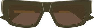 Bottega Veneta Gender Inclusive BV1452S Rectangle Sunglasses in Green at Nordstrom