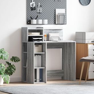Berkfield Home Desk with Storage Grey Sonoma 90x48x101.5 cm Engineered wood