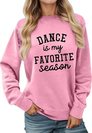 Generic 2026 Winter Just A Girl Who to Dance Sweatshirt, Women Casual Crewneck Pullover Tops Funny Dancing Lover Shirt Dancer (M) Pink