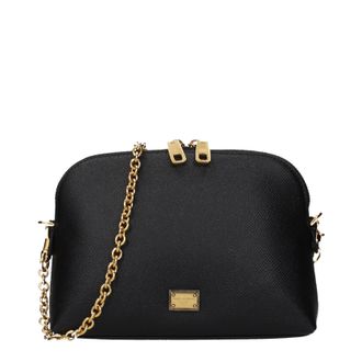 Dolce & Gabbana Damens Umh&auml;ngetaschen aus schwarzem Leder
