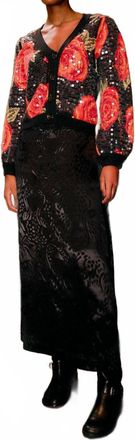 Farm Rio Midnight Leopards Jacquard Maxi Skirt In Black