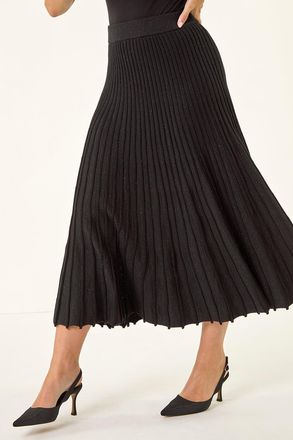 Roman Metallic Knit Midi Skirt
