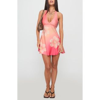 Princess Polly Laleisa Floral Beaded Halter Minidress in Multi at Nordstrom, Size 10