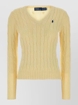 Polo Ralph Lauren cotton cable sweater v neck ribbed trims