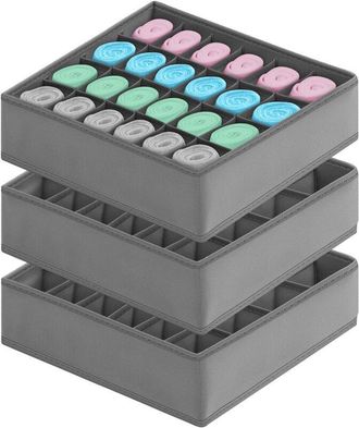 OEM Juego De 3 Cajas De Almacenamiento De Calcetines Plegables, Organizadores De Cajones De Tela No Tejida, 24 Divisores De Almacenamiento De Rejillas Par