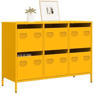 vidaXL Vidaxl - Aparador Acero Laminado Fr&iacute;o Amarillo Mostaza 101,5x39x73,5 Cm