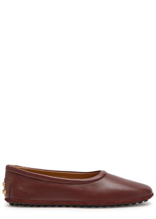 Tod's Gomma Leather Ballet Flats - Black - 38 (IT38 / UK5)