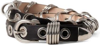 Déhanche Revenge Leather Belt in Black/silver at Nordstrom, Size X-Small