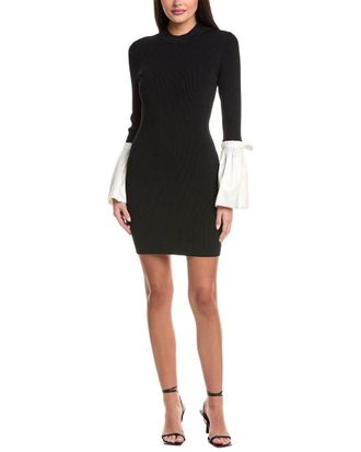 SIMKHAI Agathea Bell-Sleeve Knit Combo Mini Dress