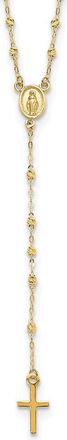 Diamond2Deal 14k Gold Polished & Diamond-Cut Rosary Cross Necklace 17