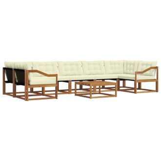 vidaXL Conjunto De Sof&aacute;s De Exterior Con Coj&iacute;n 8 Pcs Natural Y Crema Vidaxl