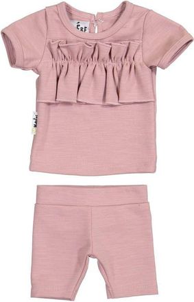 Maniere Kids Ruffle Top & Bike Shorts Set in Mauve at Nordstrom, Size 3M