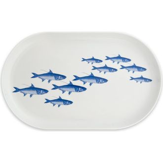 Caskata School of Fish Large Coupe Oval Platter - Porcelain in Blue at Nordstrom