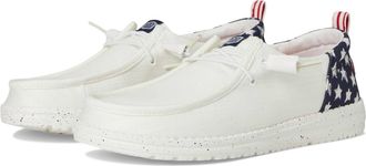 Hey Dude Womens Wendy Funk Americana Stars Slip-On Shoes In White/navy Blazer