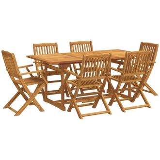 vidaXL Juego Comedor De Jard&iacute;n 7 Pzas Madera Maciza Acacia 180x90x75cm Vidaxl