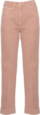 PESERICO Soft Pink Five-Pocket Hem Detail Straight-Leg Jeans