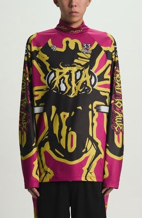 Rta Ilias Mock Neck Racing Shirt in Fuchsia Racing Beetle at Nordstrom, Size Xxx-Large