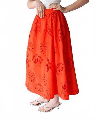 Skies Are Blue Clothing Womens Shell Seeker Midi Skirt In Orange