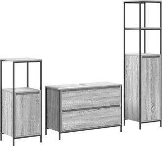 vidaXL Vidaxl - Juego De Muebles De Ba&ntilde;o 3 Pcs Gris Sonoma 90 X 34.5 X 60 Cm
