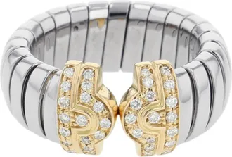 Bulgari Tubogas Yellow Gold (18K) Stainless Steel Band Ring (Pre-Owned)