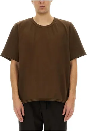 Uma Wang Relaxed Fit T-shirt met Ronde Hals en Ruwe Randafwerking - Heren - T-shirts - Bruin - S - Katoen - Tops