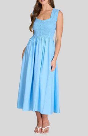 Blu Pepper Smocked Midi Dress in Blue at Nordstrom Rack, Size Medium