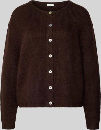 s.Oliver Red Label Regular Fit Strickjacke mit Alpaka-Anteil in Dunkelbraun, Größe 38