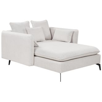 Beliani Chaise Longue Sim&eacute;trica Moderna Tapicer&iacute;a Tela Reposabrazos Coj&iacute;n Respaldo Beige Claro Charmes